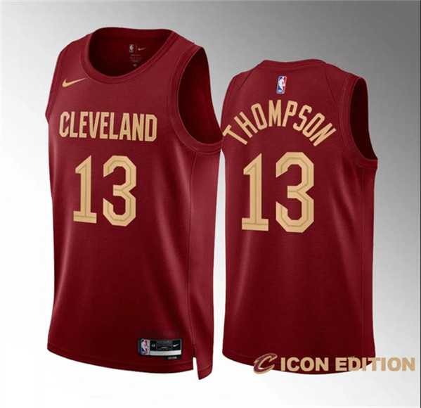 Men's Cleveland Cavaliers #13 Tristan Thompson Wine Icon Edition Stitched Jersey Dzhi